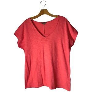 Lilla P Shirt Women Small Pink Cotton V Neck Short‎ Sleeve Tee Athleisure Casual